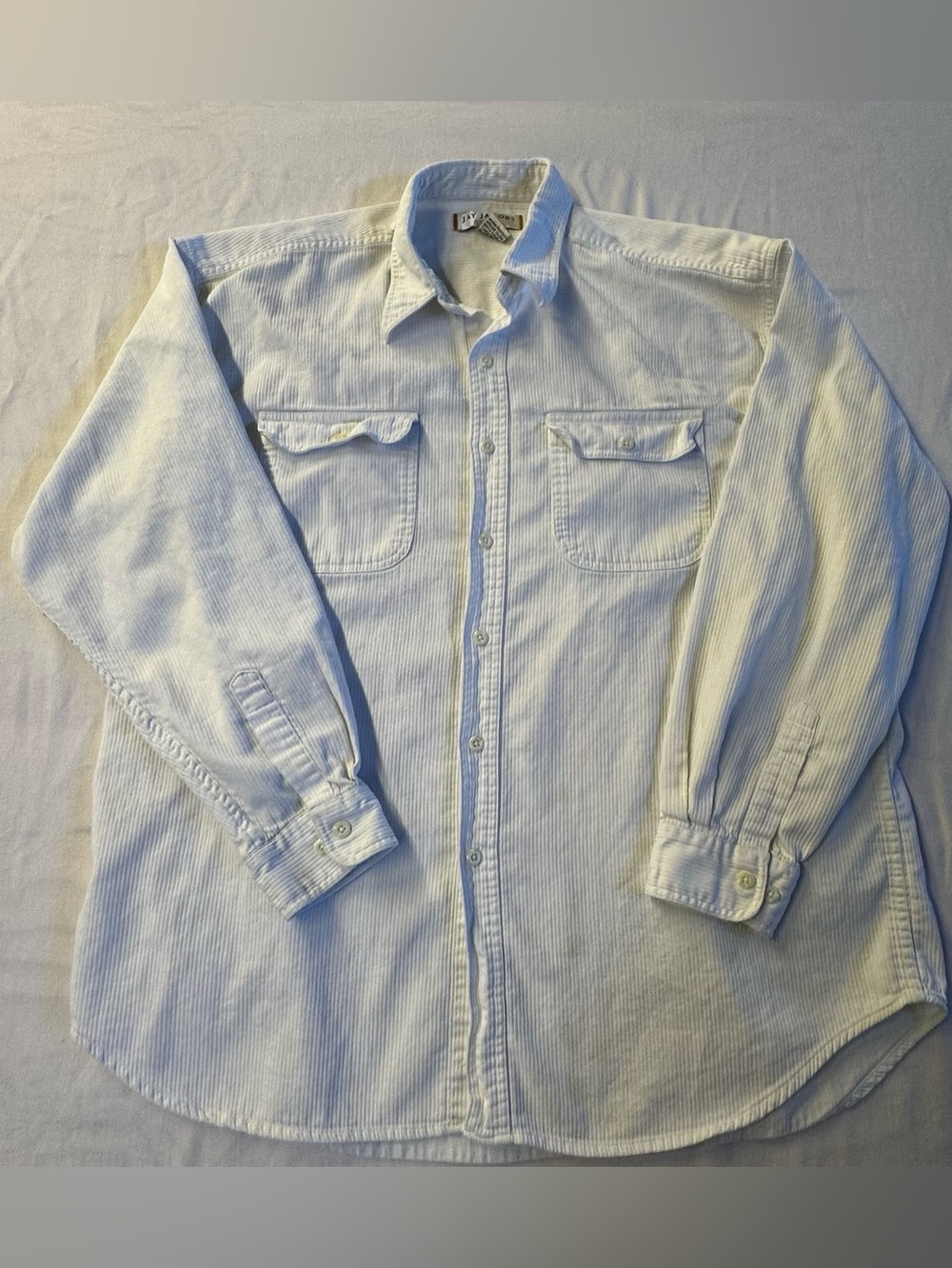 Vintage Jay Jacobs Menswear Off White Corduroy Button Down Shirt XL